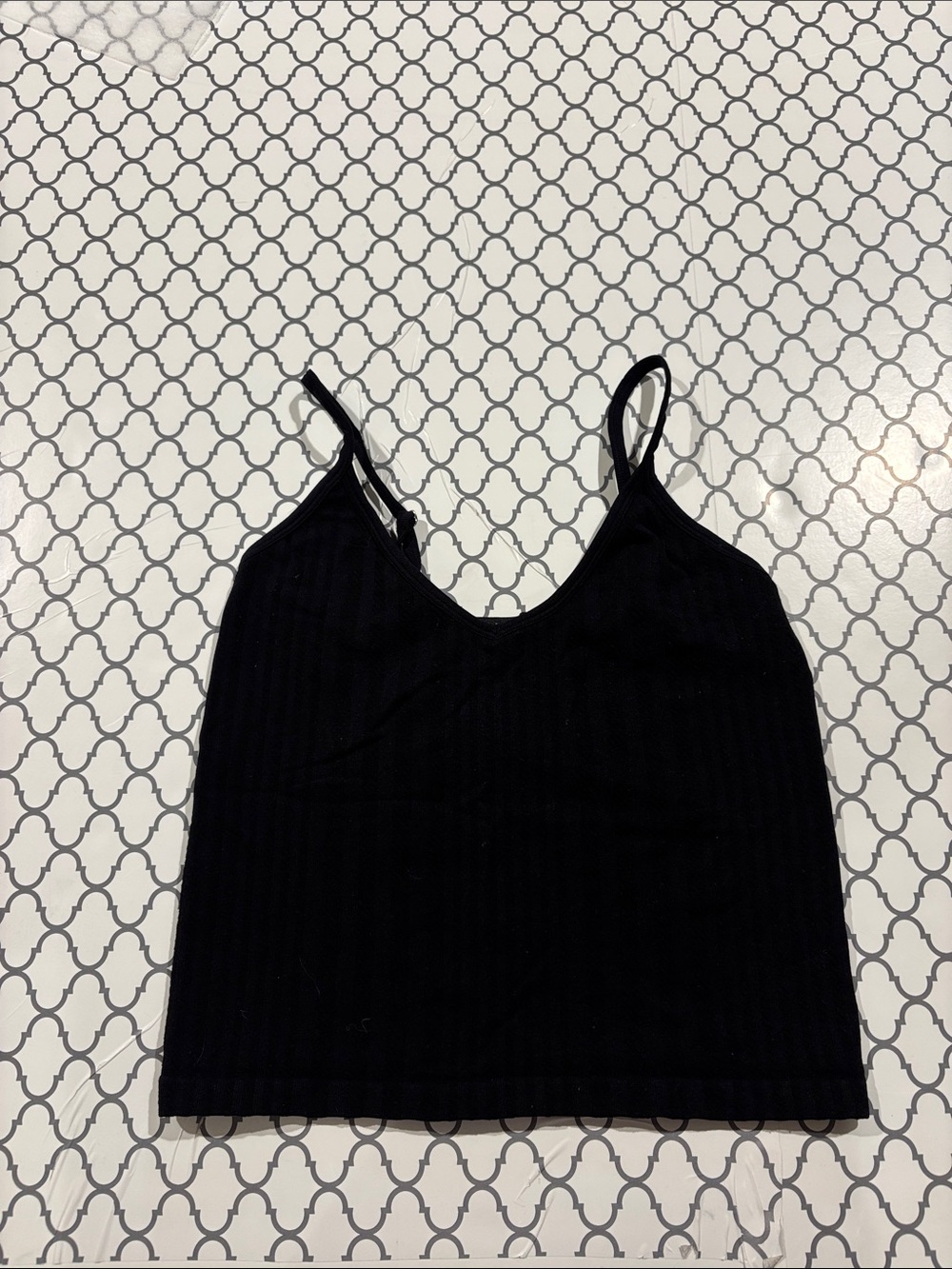 Forever 21 Black Ribbed Spaghetti-Strap Tank Top